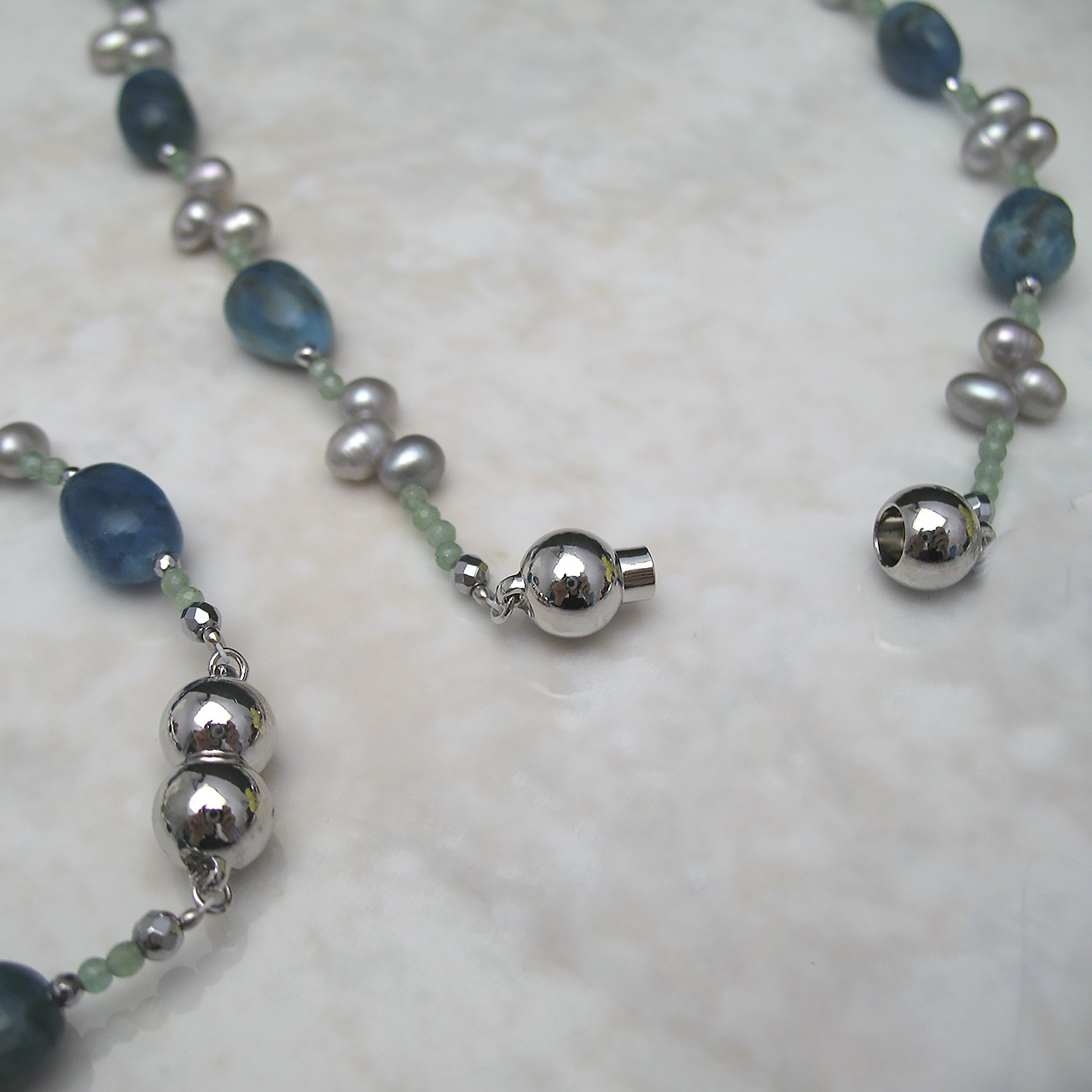 淡水真珠&アパタイト・アベンチュリンコンバーチブルネックレス　N509-2 - 画像 (4)