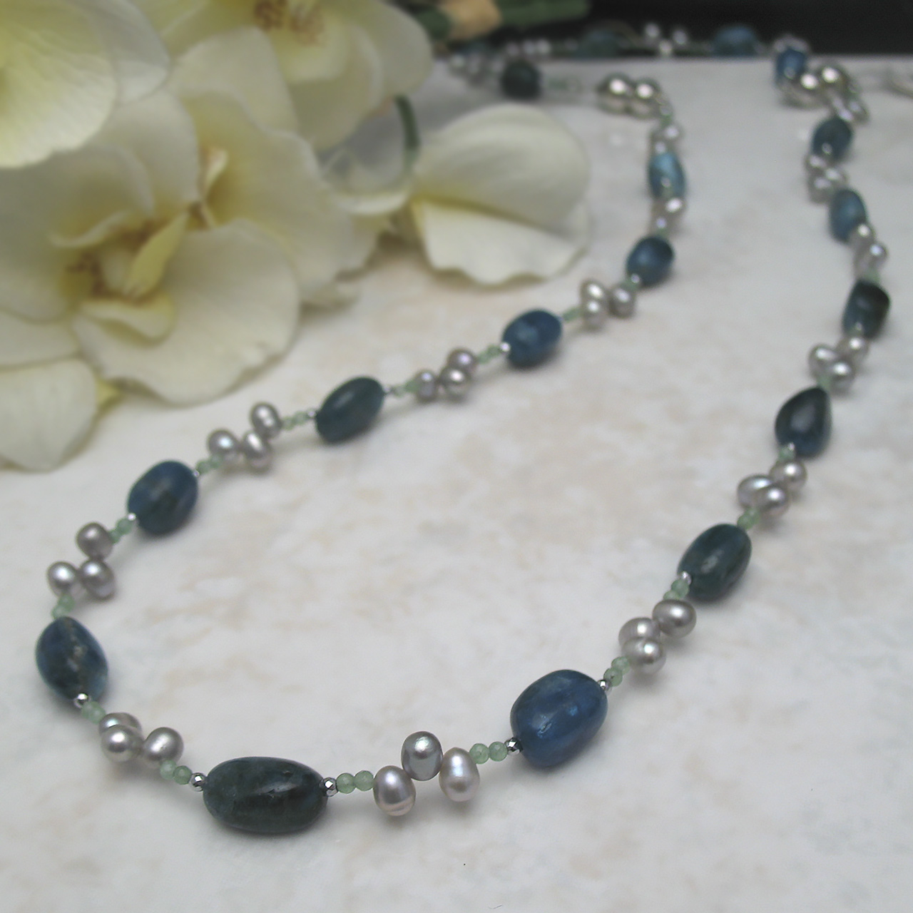 淡水真珠&アパタイト・アベンチュリンコンバーチブルネックレス　N509-2 - 画像 (5)