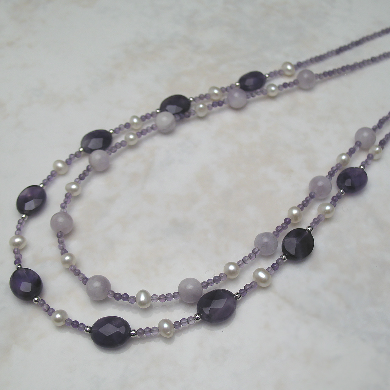 淡水真珠&アメジストネックレス　N818-3 - 画像 (2)
