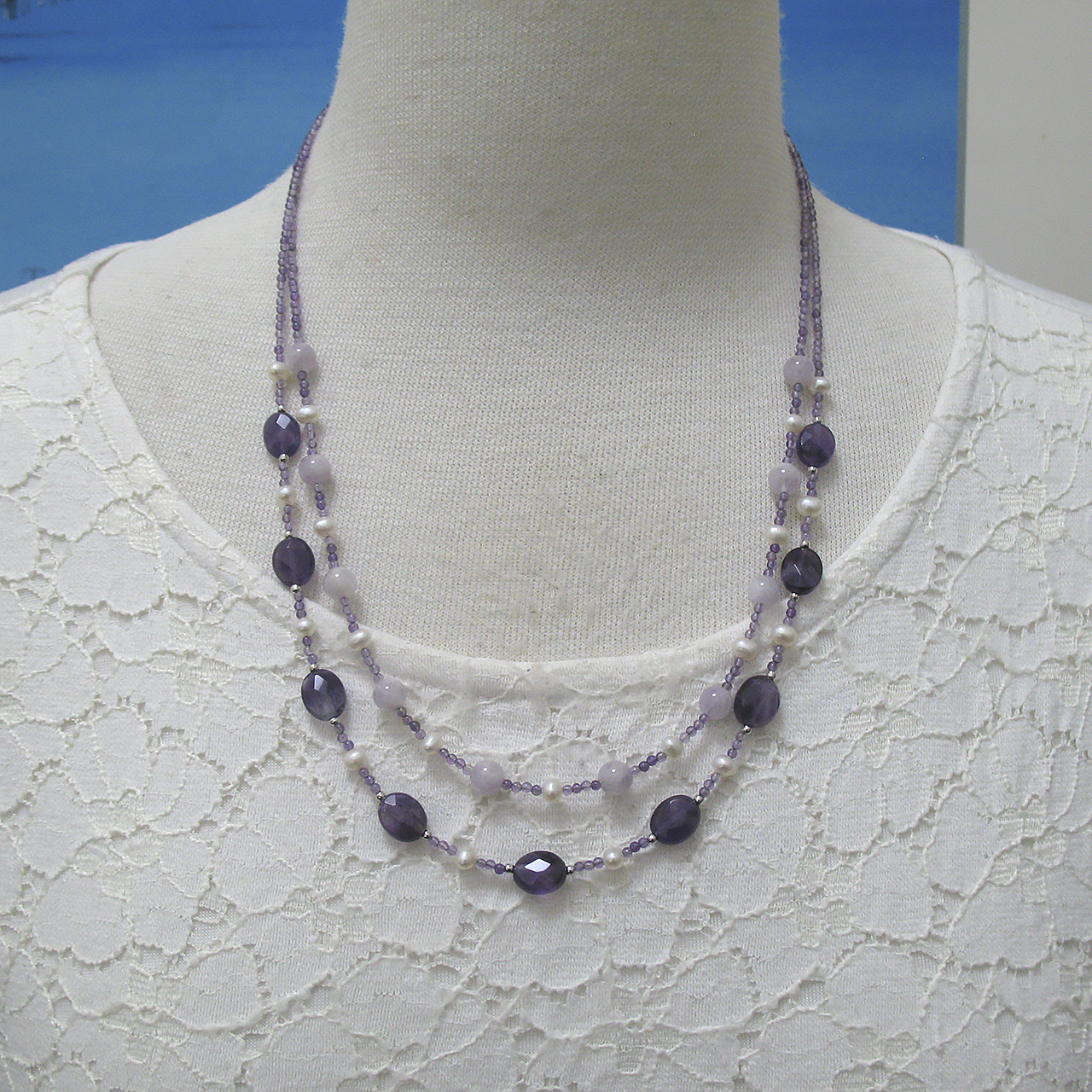 淡水真珠&アメジストネックレス　N818-3 - 画像 (6)