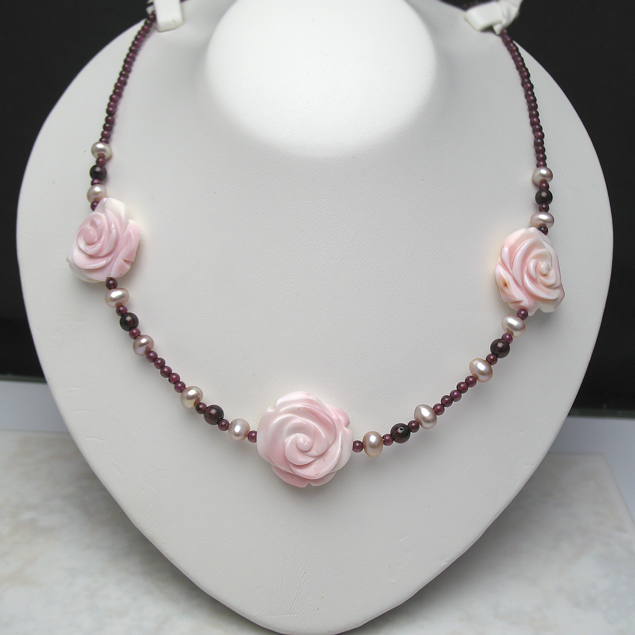 淡水 ＆貝細工ネックレス 　24-282B - 画像 (2)