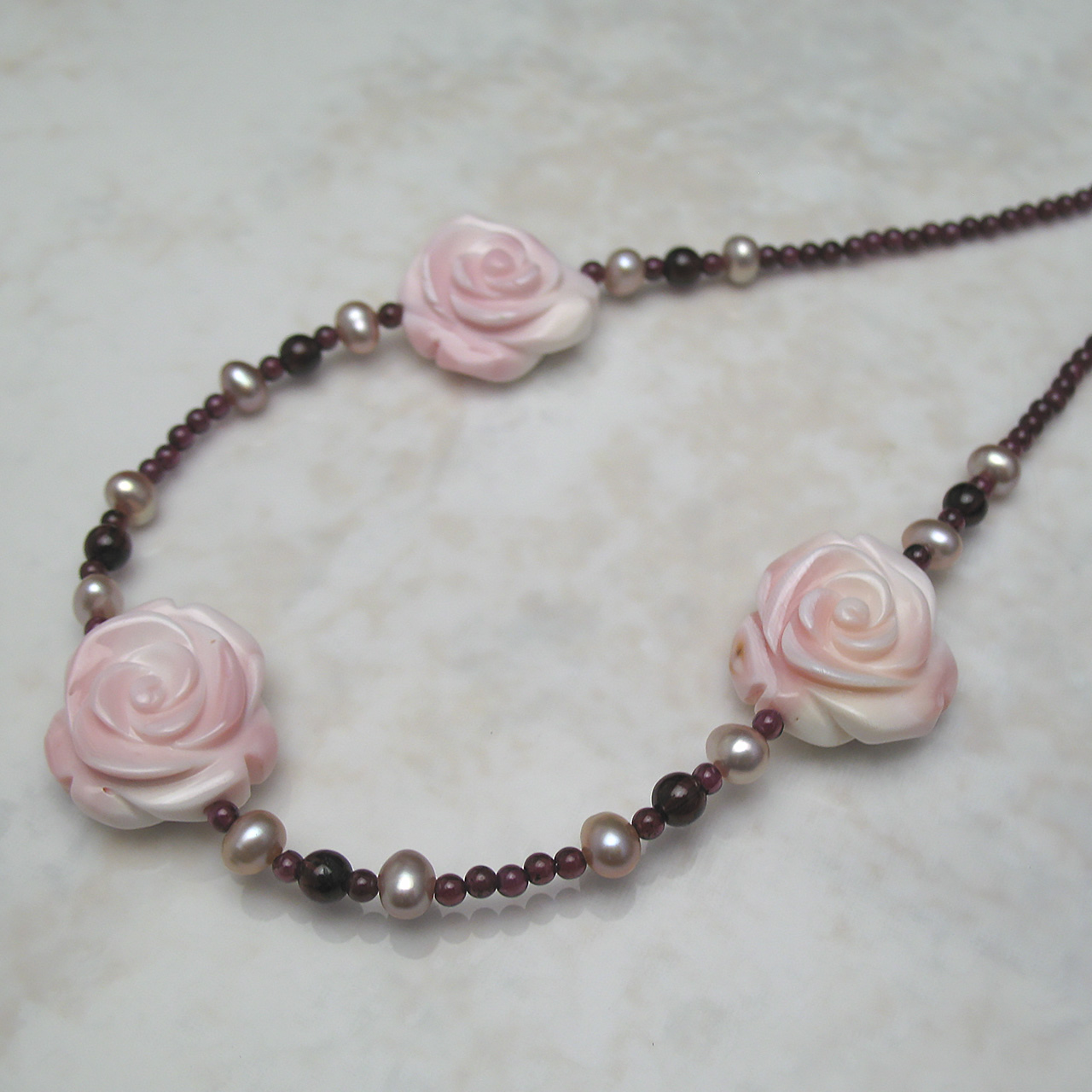 淡水 ＆貝細工ネックレス 　24-282B - 画像 (3)