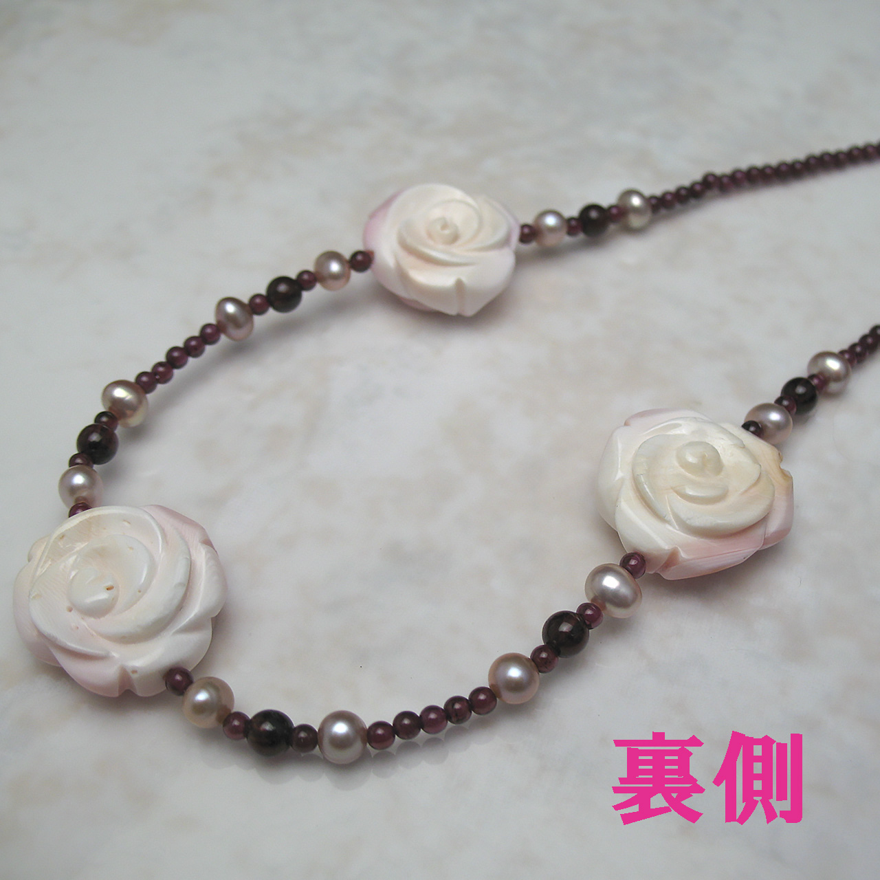 淡水 ＆貝細工ネックレス 　24-282B - 画像 (5)