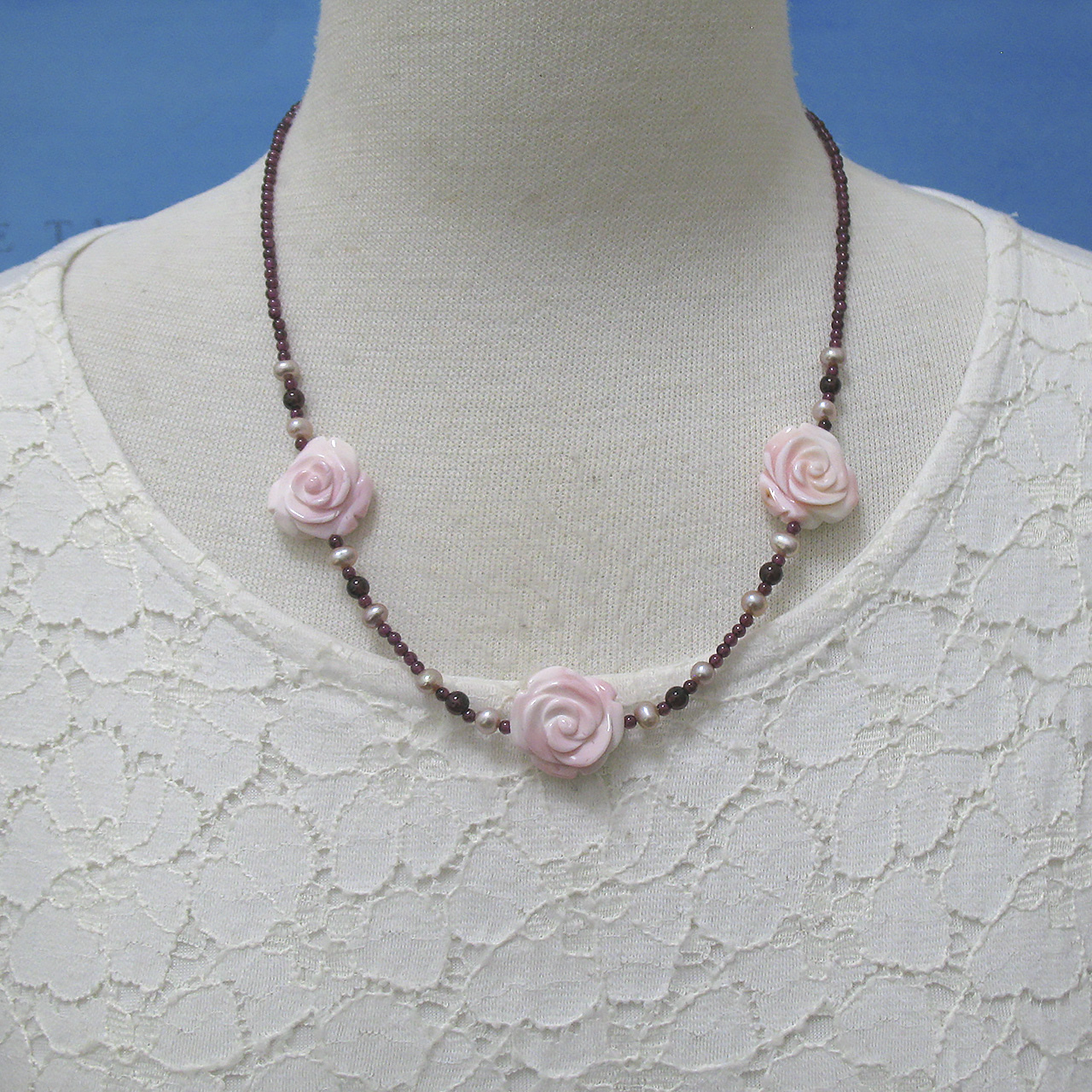 淡水 ＆貝細工ネックレス 　24-282B - 画像 (7)