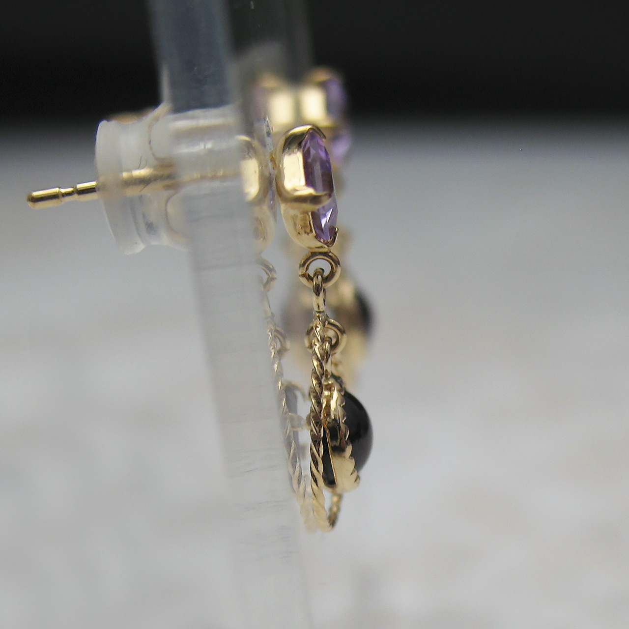 K18カラーストーンピアス　 ロードライトガーネット＆アメジスト - 画像 (3)