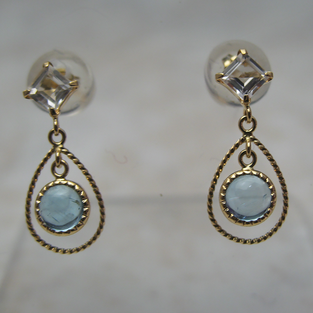 K18カラーストーンピアス　ブルートパーズ&ホワイトトパーズ - 画像 (2)