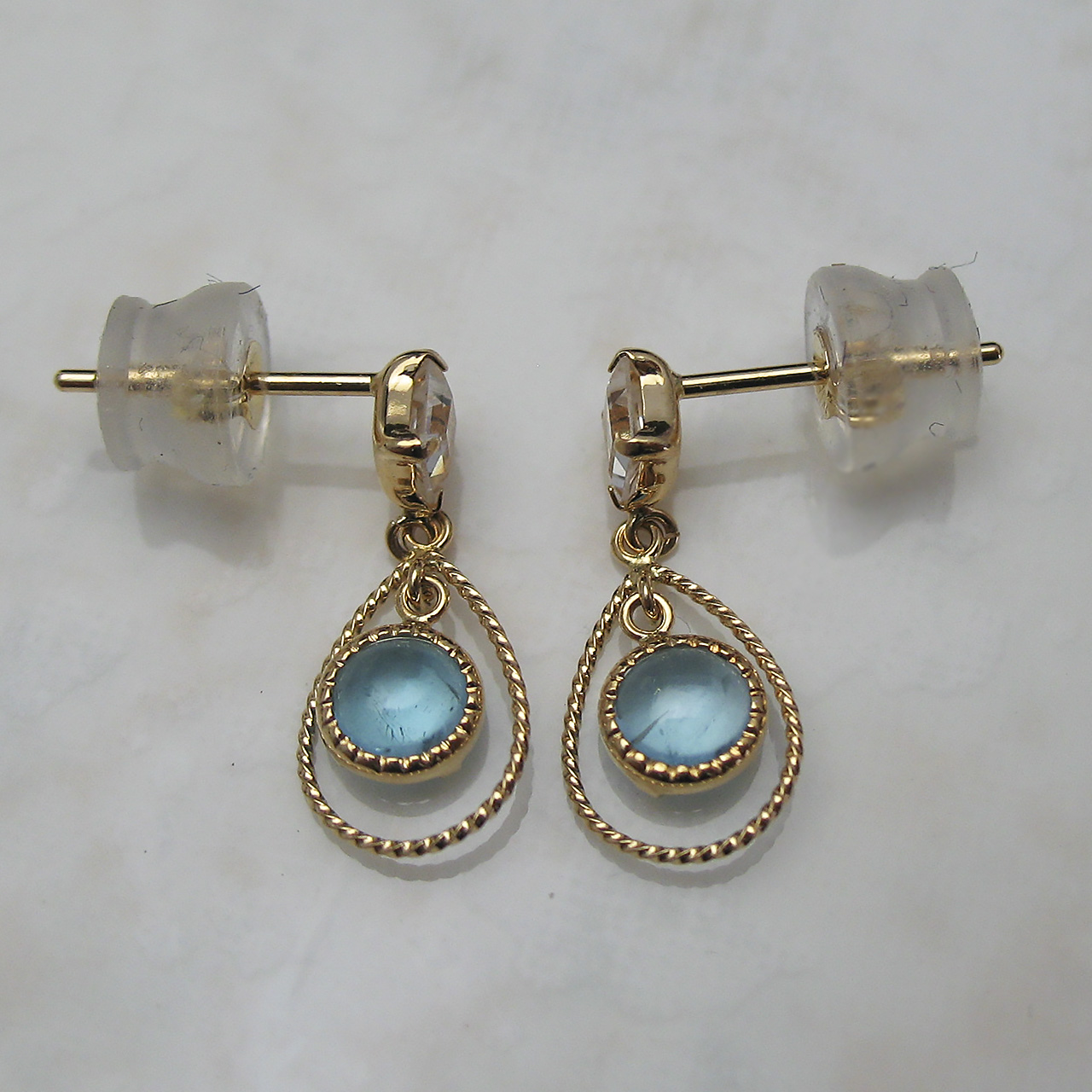 K18カラーストーンピアス　ブルートパーズ&ホワイトトパーズ - 画像 (4)