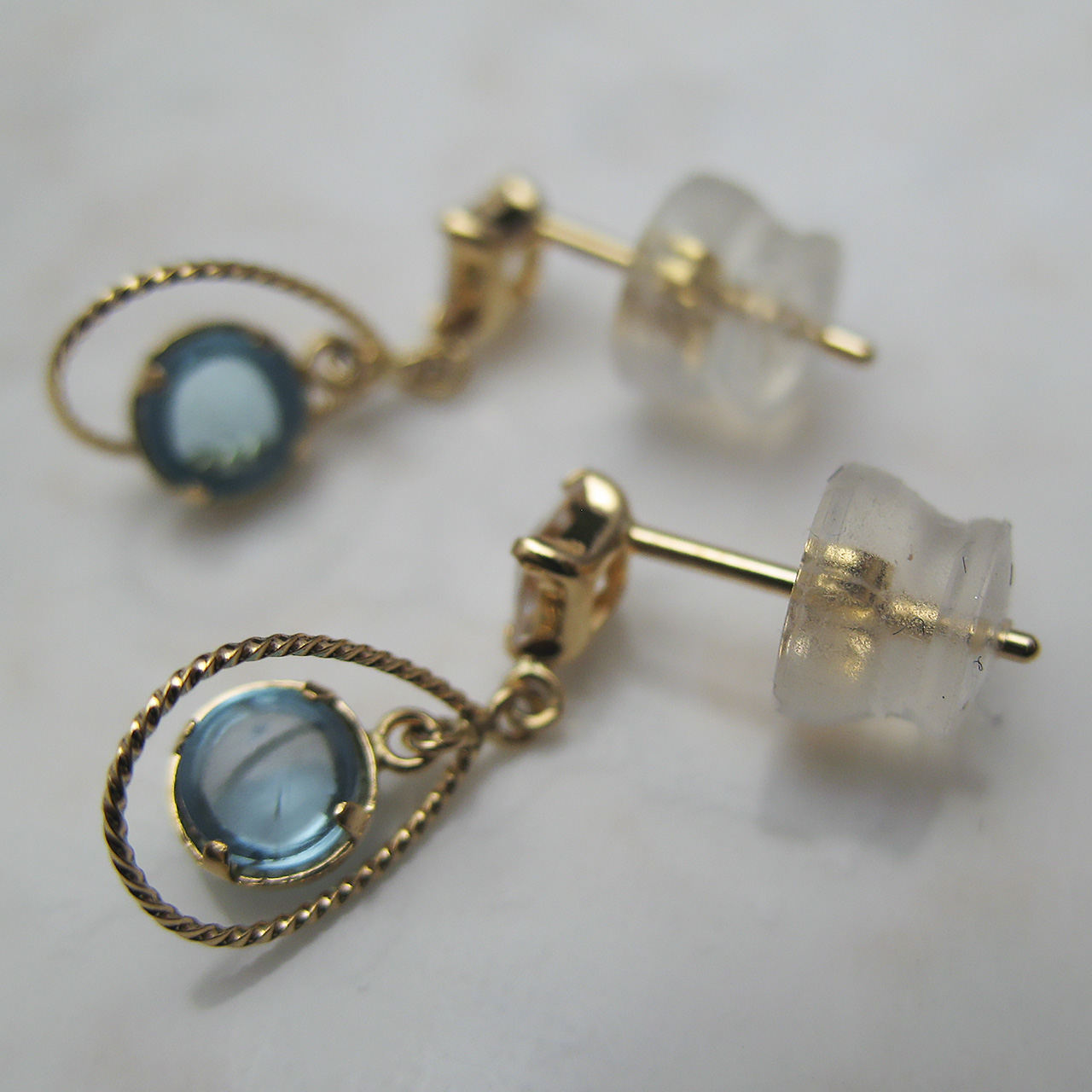 K18カラーストーンピアス　ブルートパーズ&ホワイトトパーズ - 画像 (5)