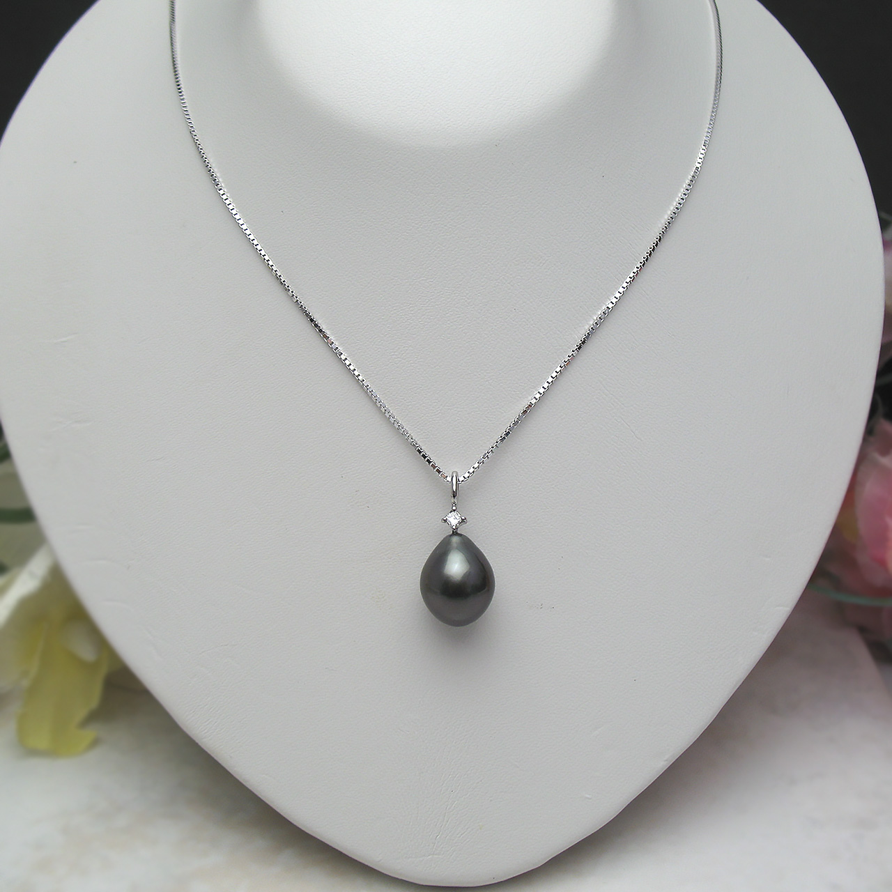 Pt900黒蝶&ダイヤペンダント10ミリ - 画像 (2)