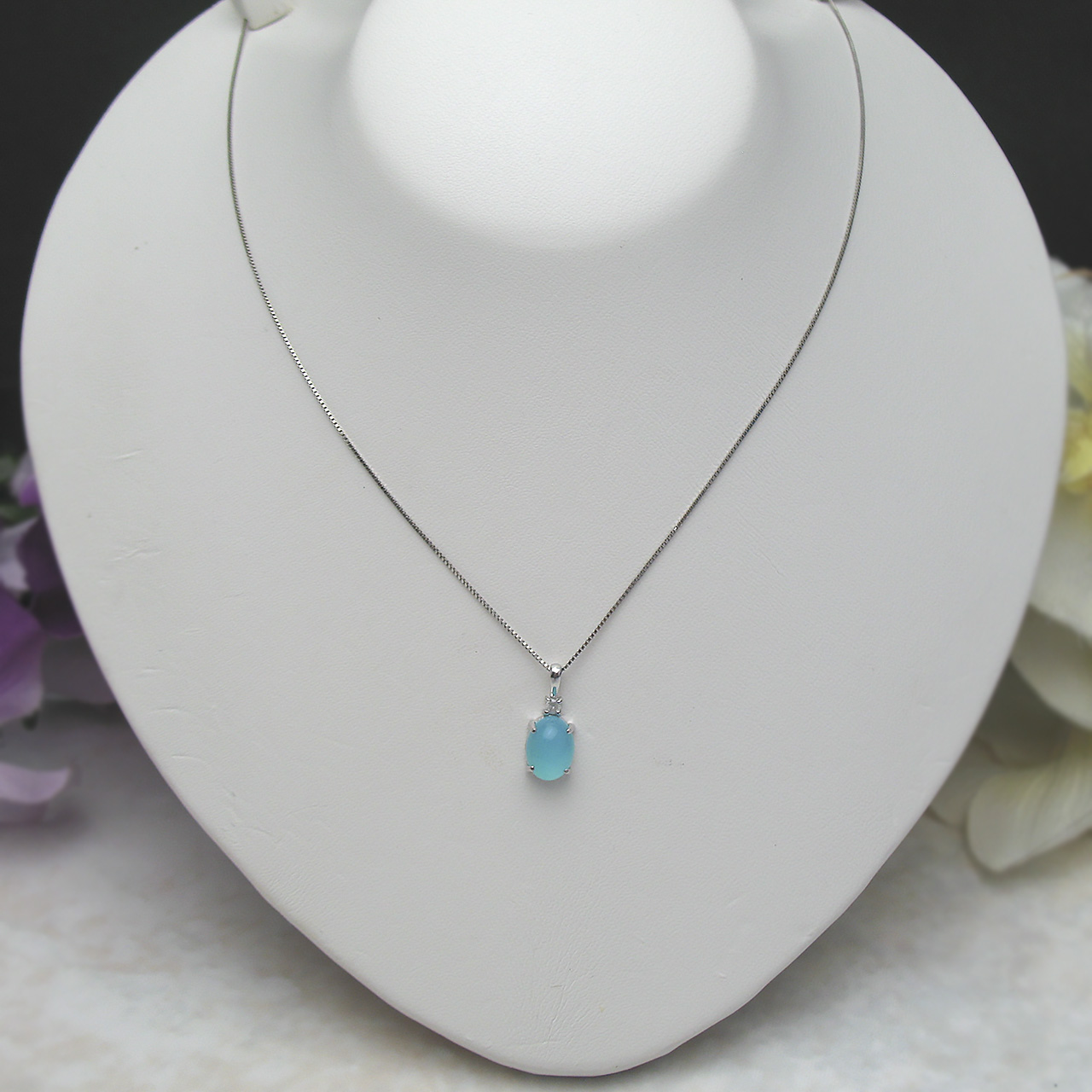 K10WGシーブルーカルセドニーペンダント - 画像 (2)