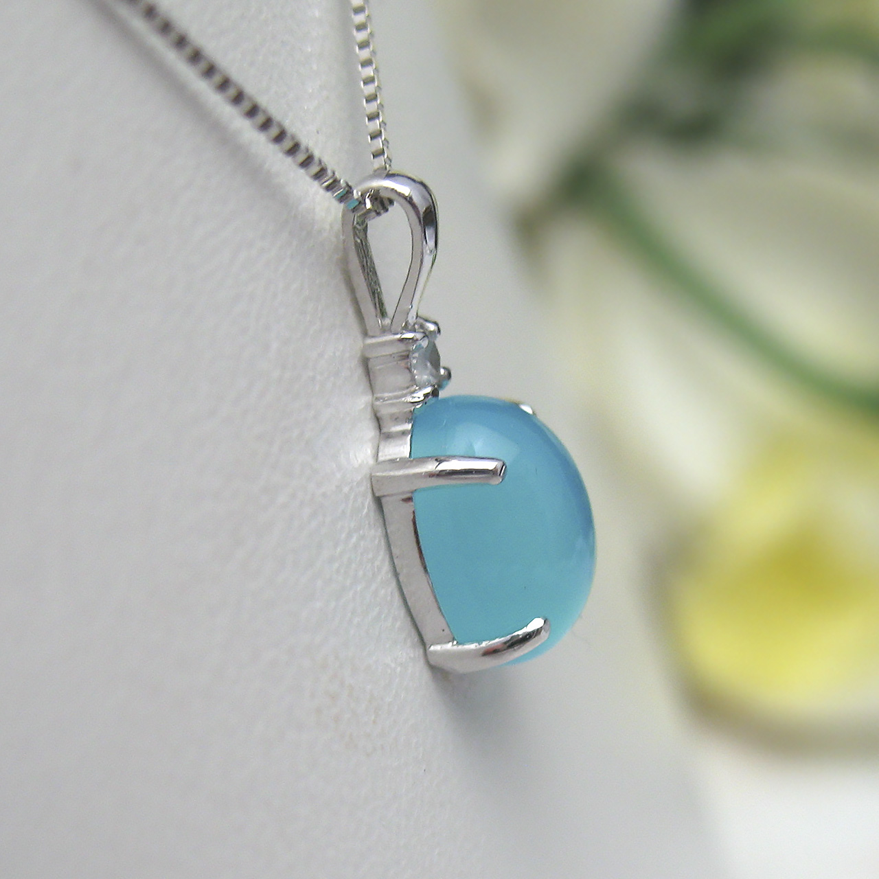 K10WGシーブルーカルセドニーペンダント - 画像 (4)