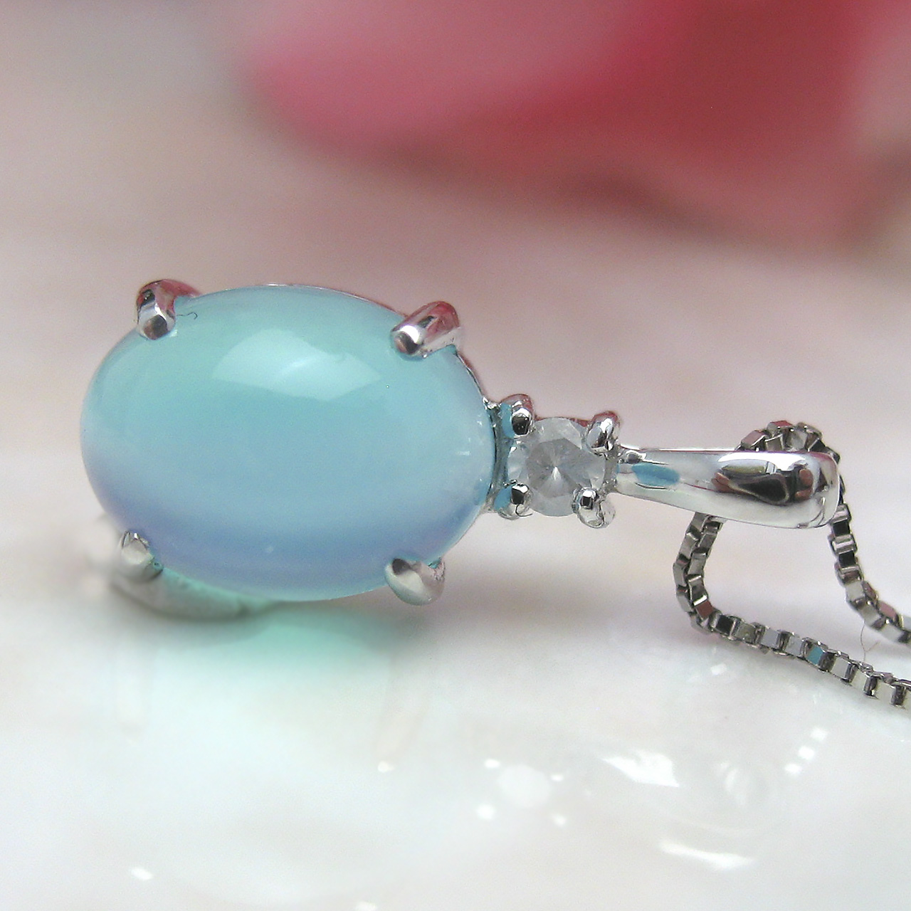 K10WGシーブルーカルセドニーペンダント - 画像 (6)