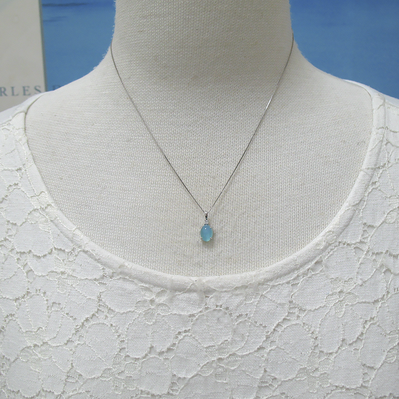 K10WGシーブルーカルセドニーペンダント - 画像 (7)