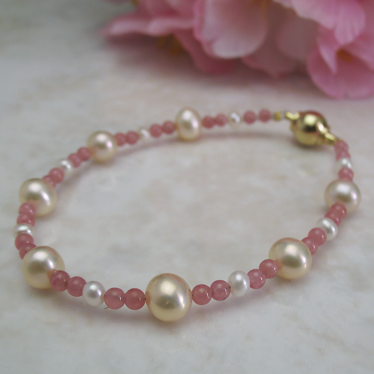 淡水&インカローズブレスレットSV ネコポス発送商品