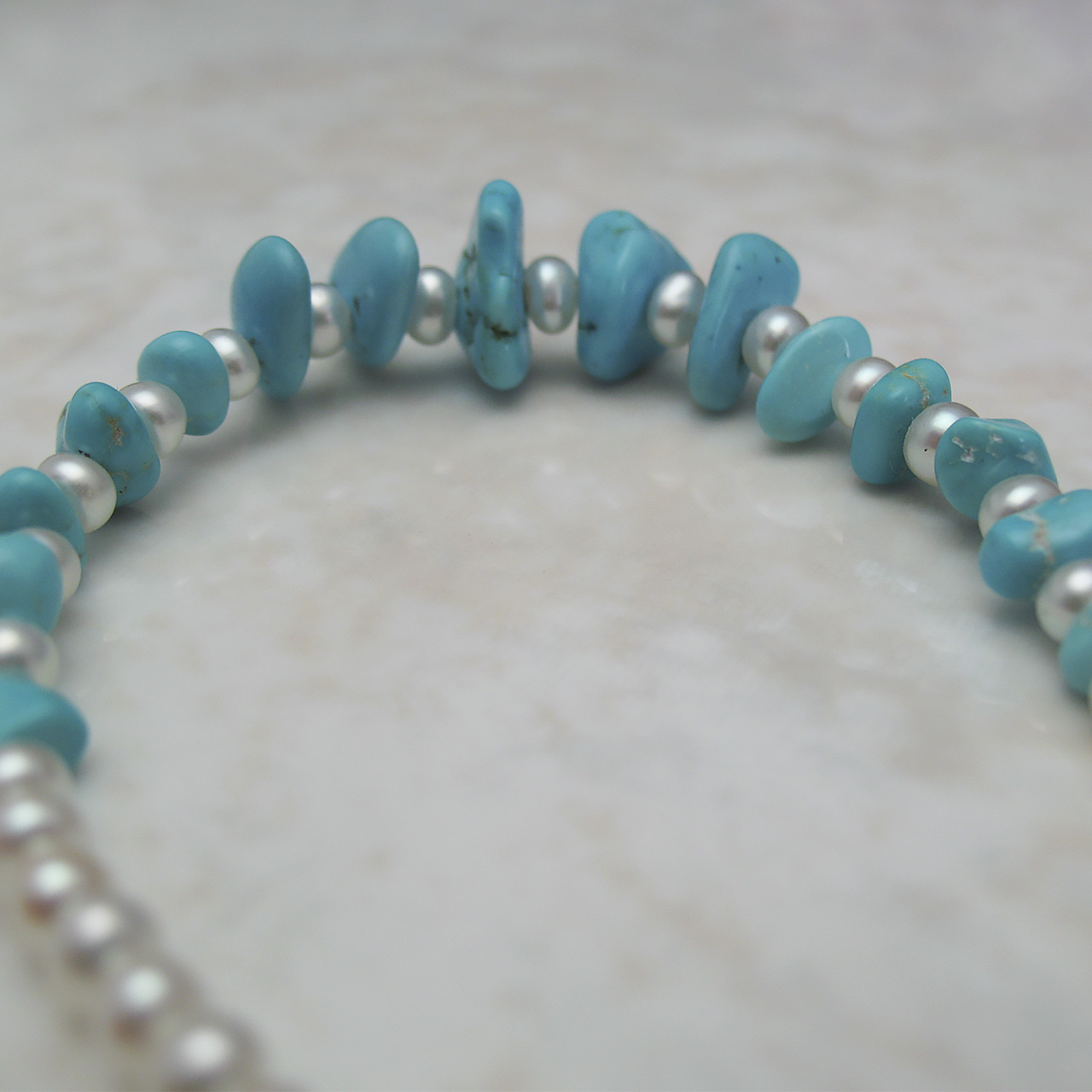 淡水真珠&トルコブレスレットSV　ネコポス発送商品 - 画像 (2)