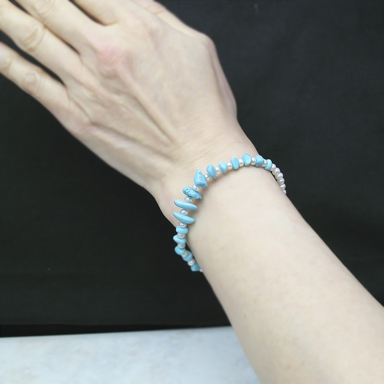 淡水真珠&トルコブレスレットSV　ネコポス発送商品 - 画像 (6)