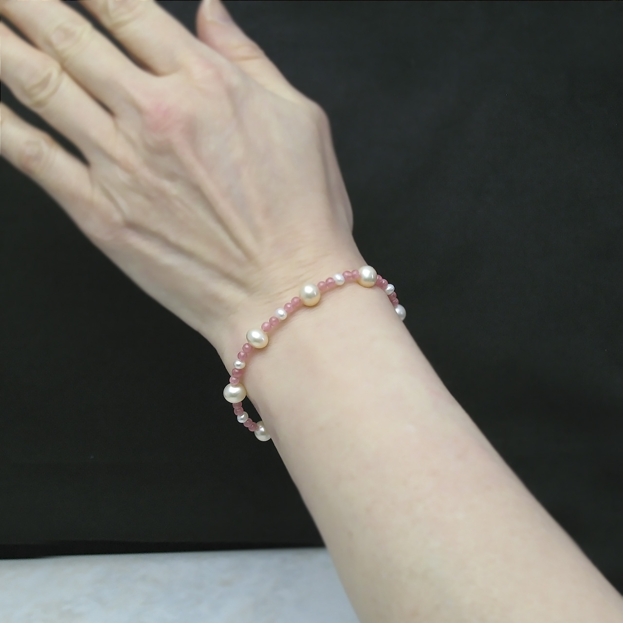 淡水&インカローズブレスレットSV　ネコポス発送商品 - 画像 (6)