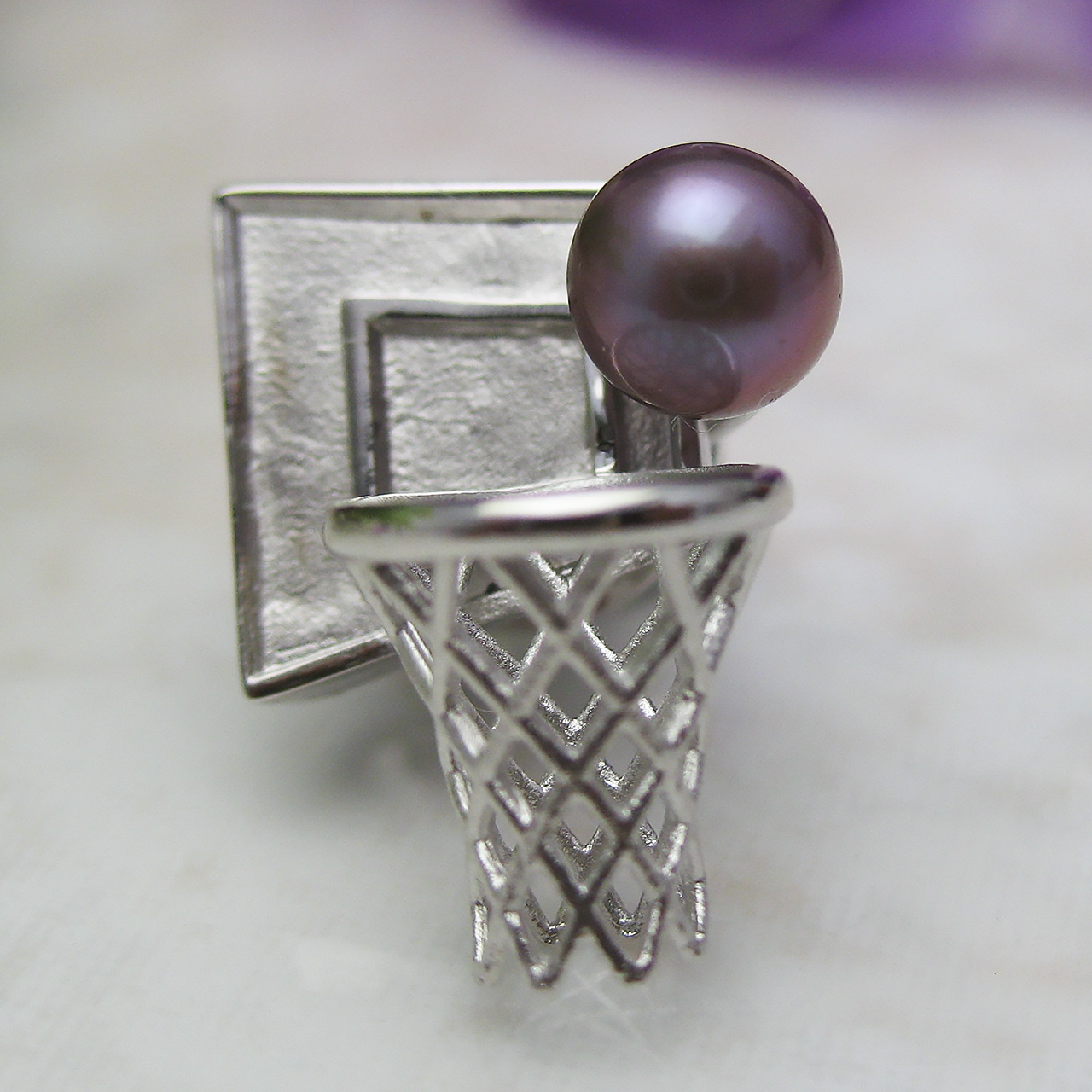 淡水真珠タイニーピン バスケットボール