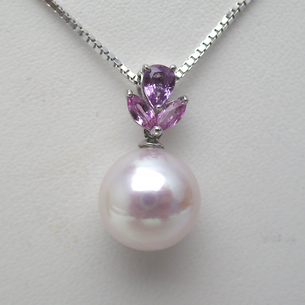 Pt900あこや真珠&ピンクサファイアペンダントトップ - 画像 (3)