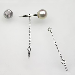 K18WG、K18YGピアスチャーム金具（チェーン長さ1.5、2.0、2.5ｃｍ） - 画像 (3)