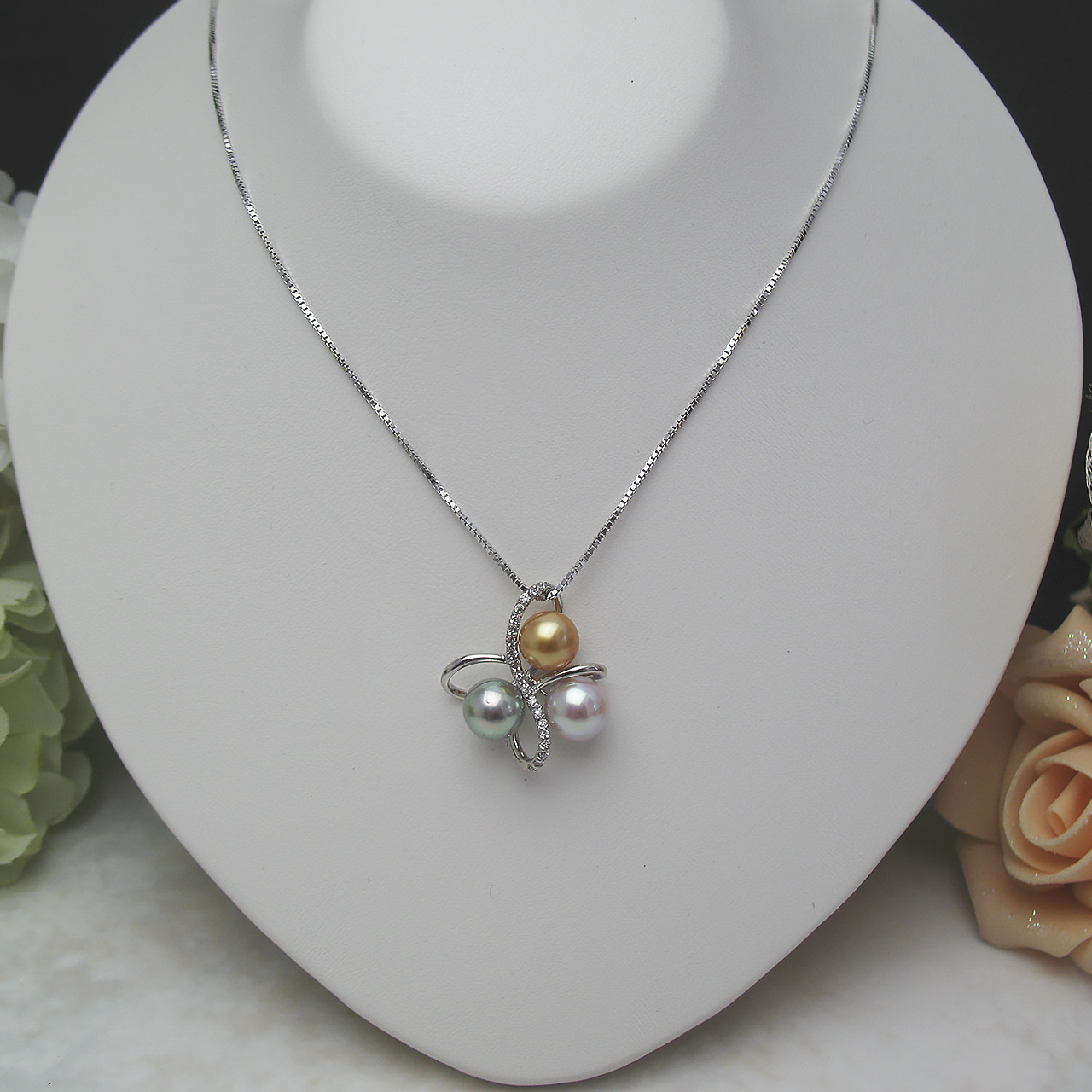 Pt南洋金色&あこや真珠ペンダント Y148-0 - 画像 (2)