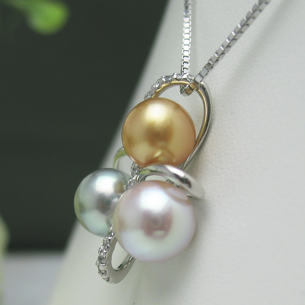 Pt南洋金色&あこや真珠ペンダント Y148-0 - 画像 (4)