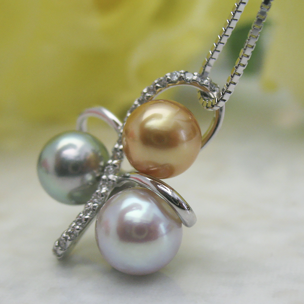 Pt南洋金色&あこや真珠ペンダント Y148-0 - 画像 (5)