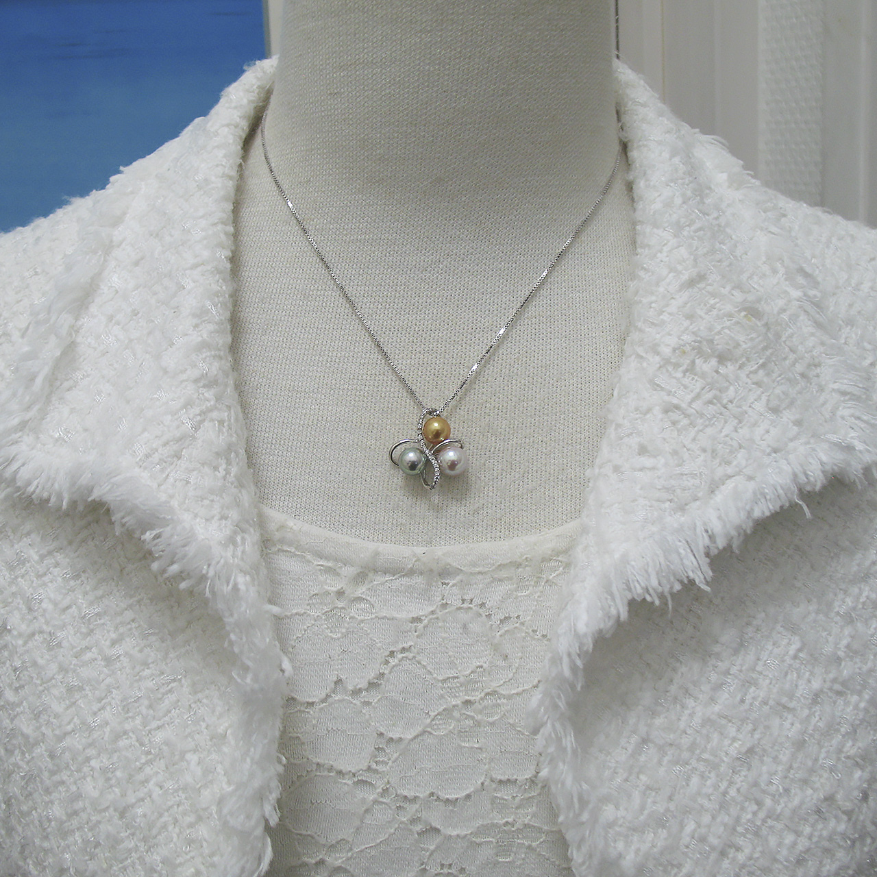 Pt南洋金色&あこや真珠ペンダント Y148-0 - 画像 (6)