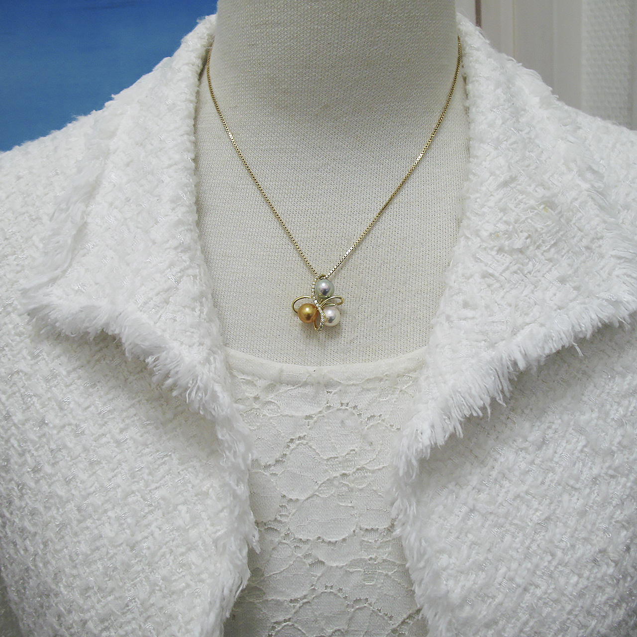 K18南洋金色&あこや真珠ペンダント Y155-0 - 画像 (6)