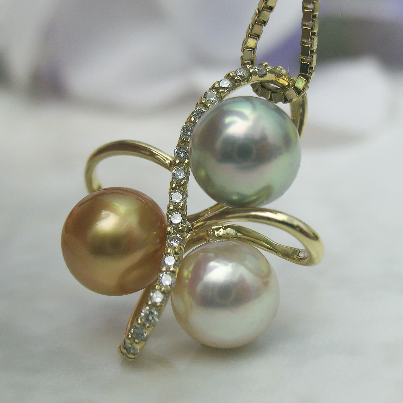 K18南洋金色&あこや真珠ペンダント Y155-0 - 画像 (5)