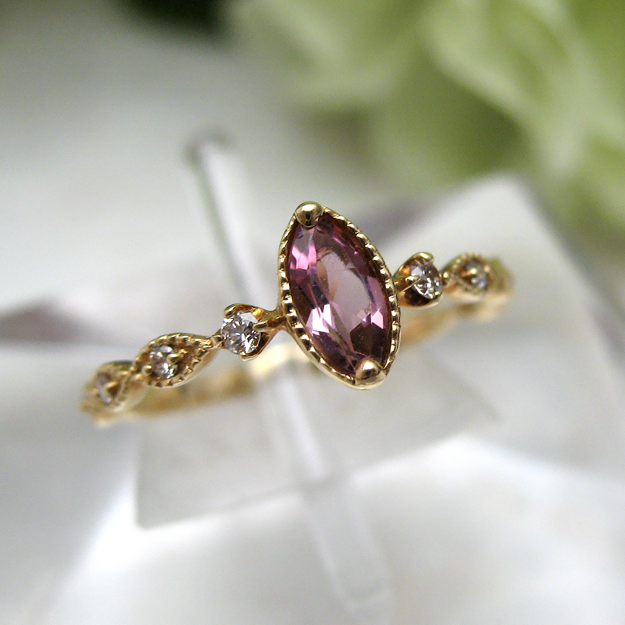 Bijoux fromsea K18ピンクトルマリンピンキーリングRK-9392