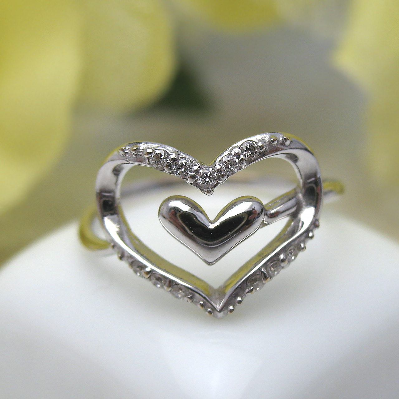 Bijoux fromsea K18WGハートピンキーリングRW-5596 - 画像 (6)