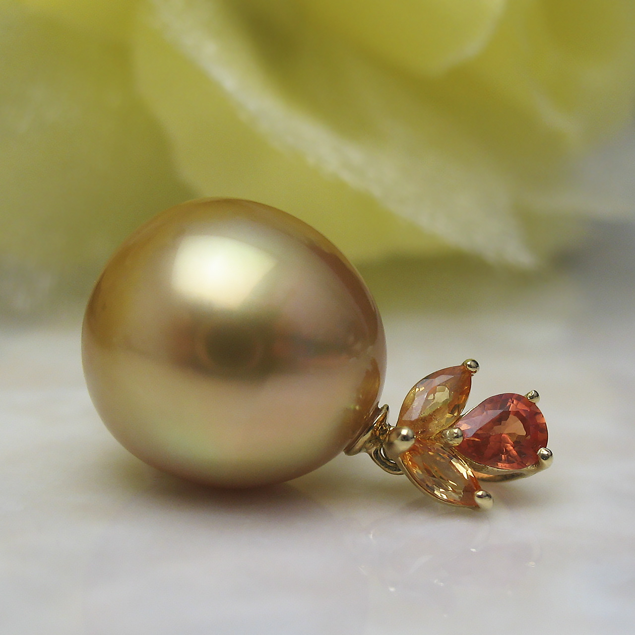 K18南洋金色&サファイアペンダント - 画像 (5)