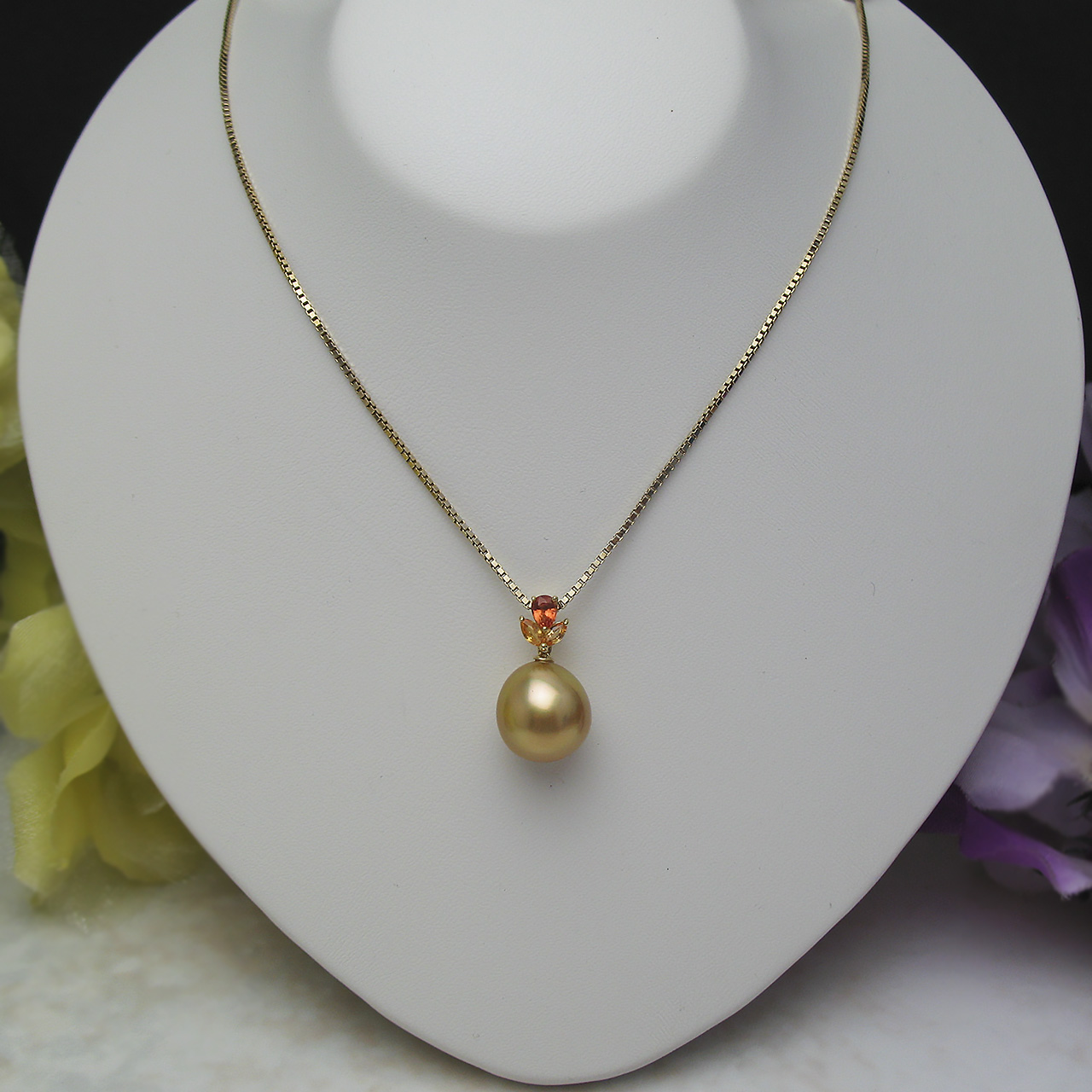 K18南洋金色&サファイアペンダント - 画像 (2)