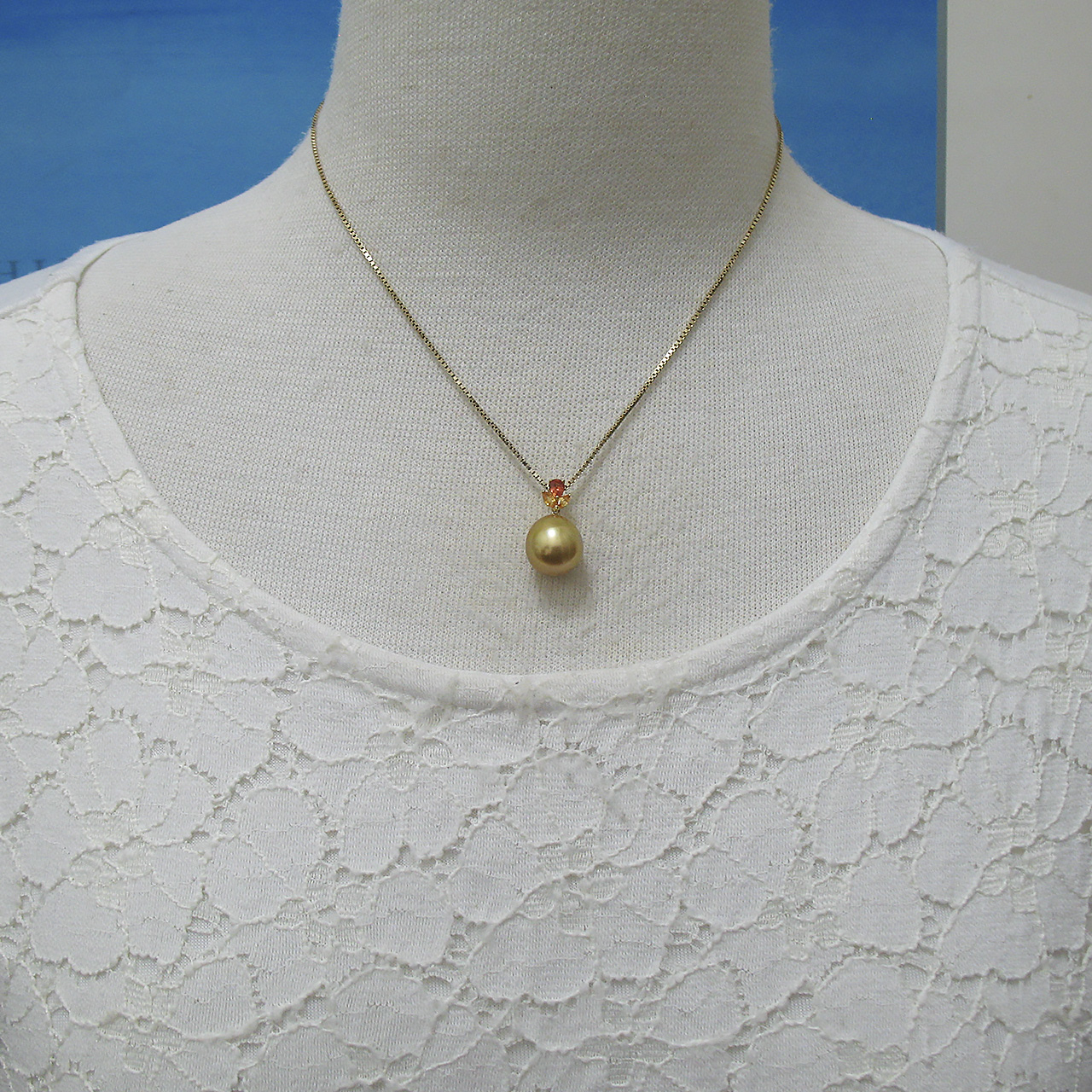 K18南洋金色&サファイアペンダント - 画像 (6)