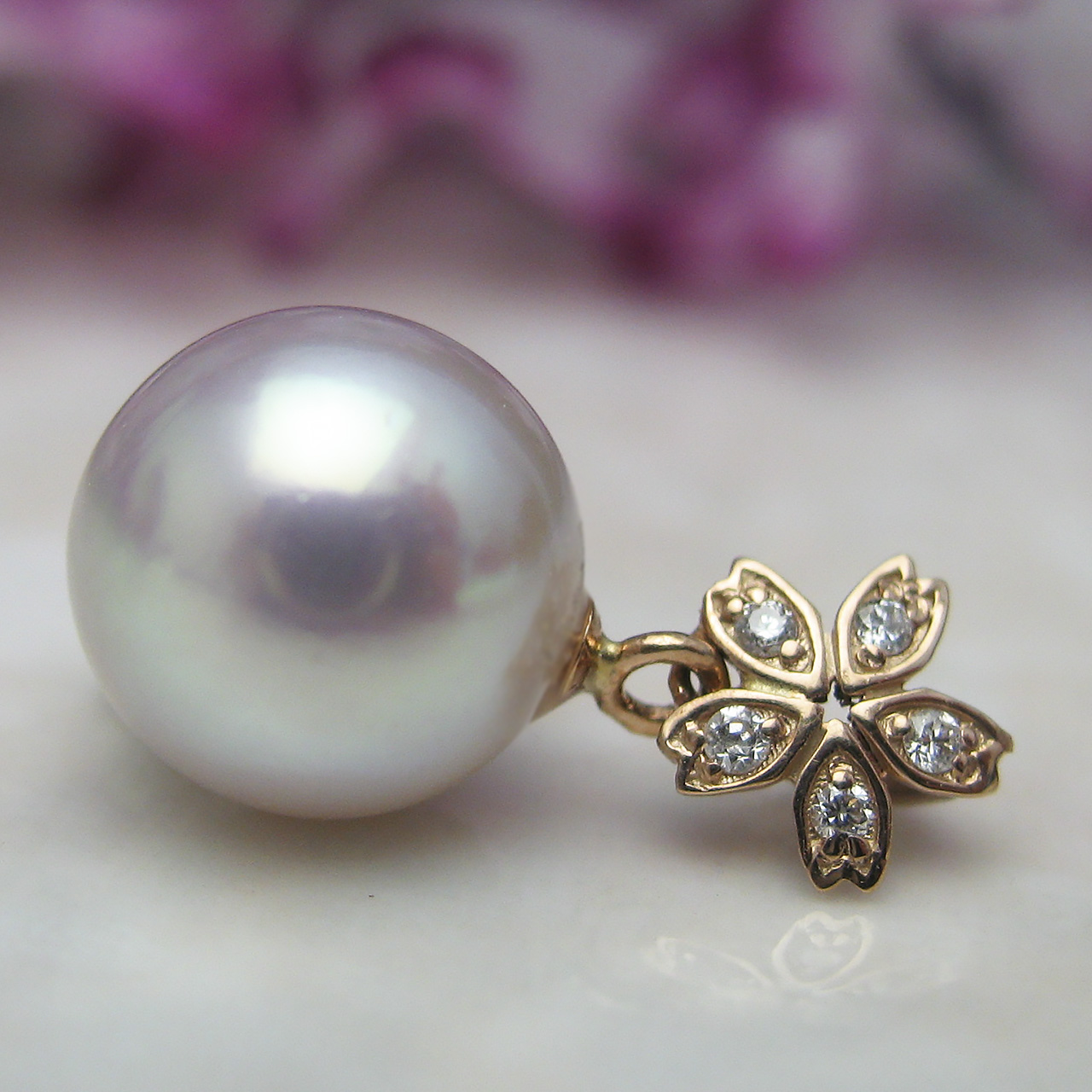 K18PGあこや真珠&ダイヤペンダント - 画像 (6)