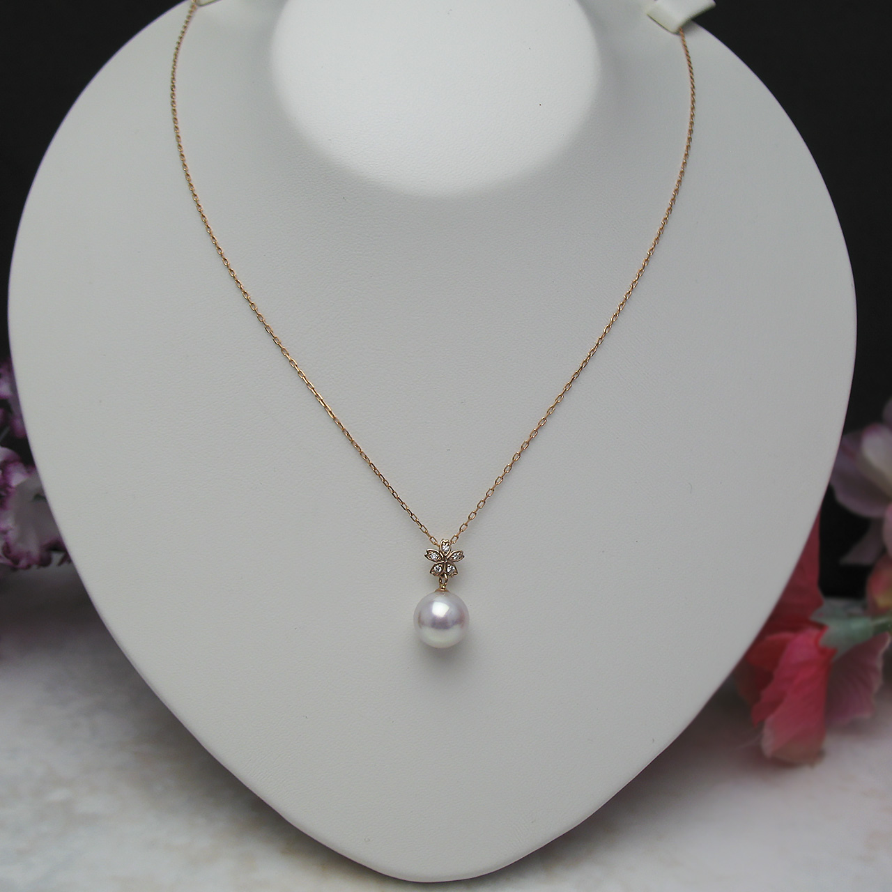 K18PGあこや真珠&ダイヤペンダント - 画像 (2)