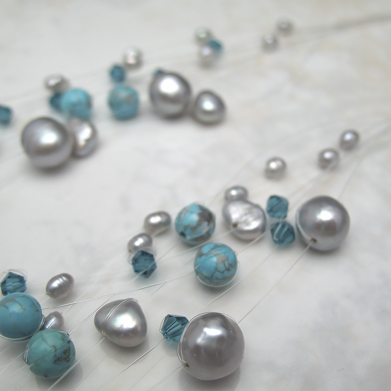 淡水エアパール ステーションネックレス 8連 25-020E - 画像 (4)