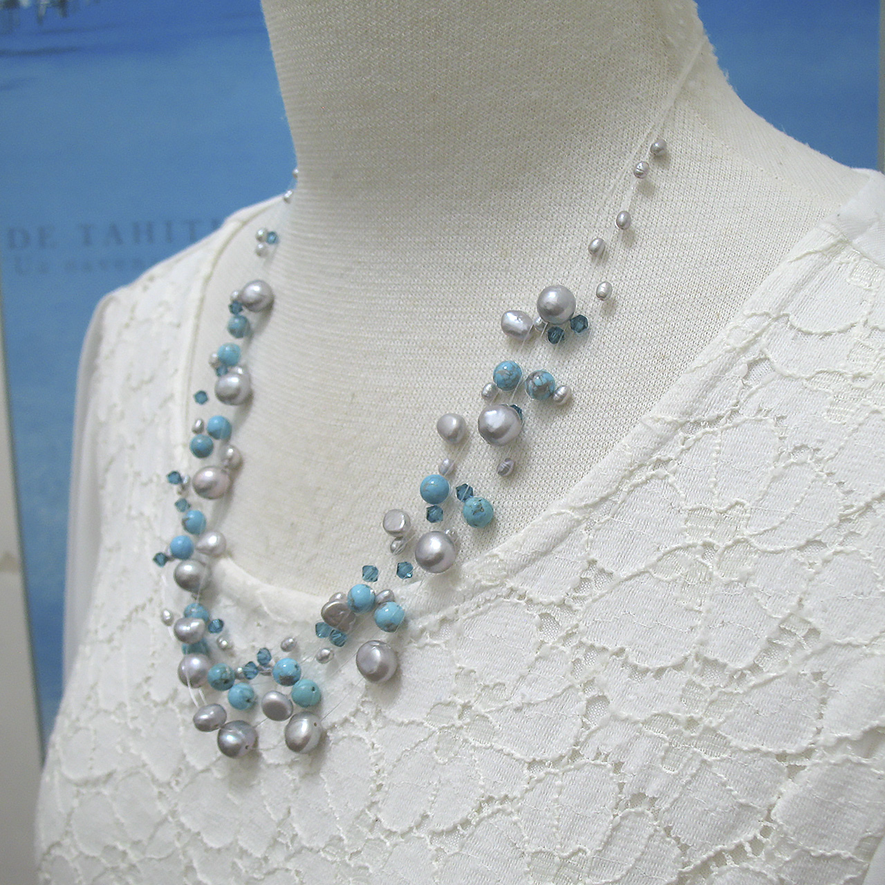 淡水エアパール ステーションネックレス 8連 25-020E - 画像 (8)