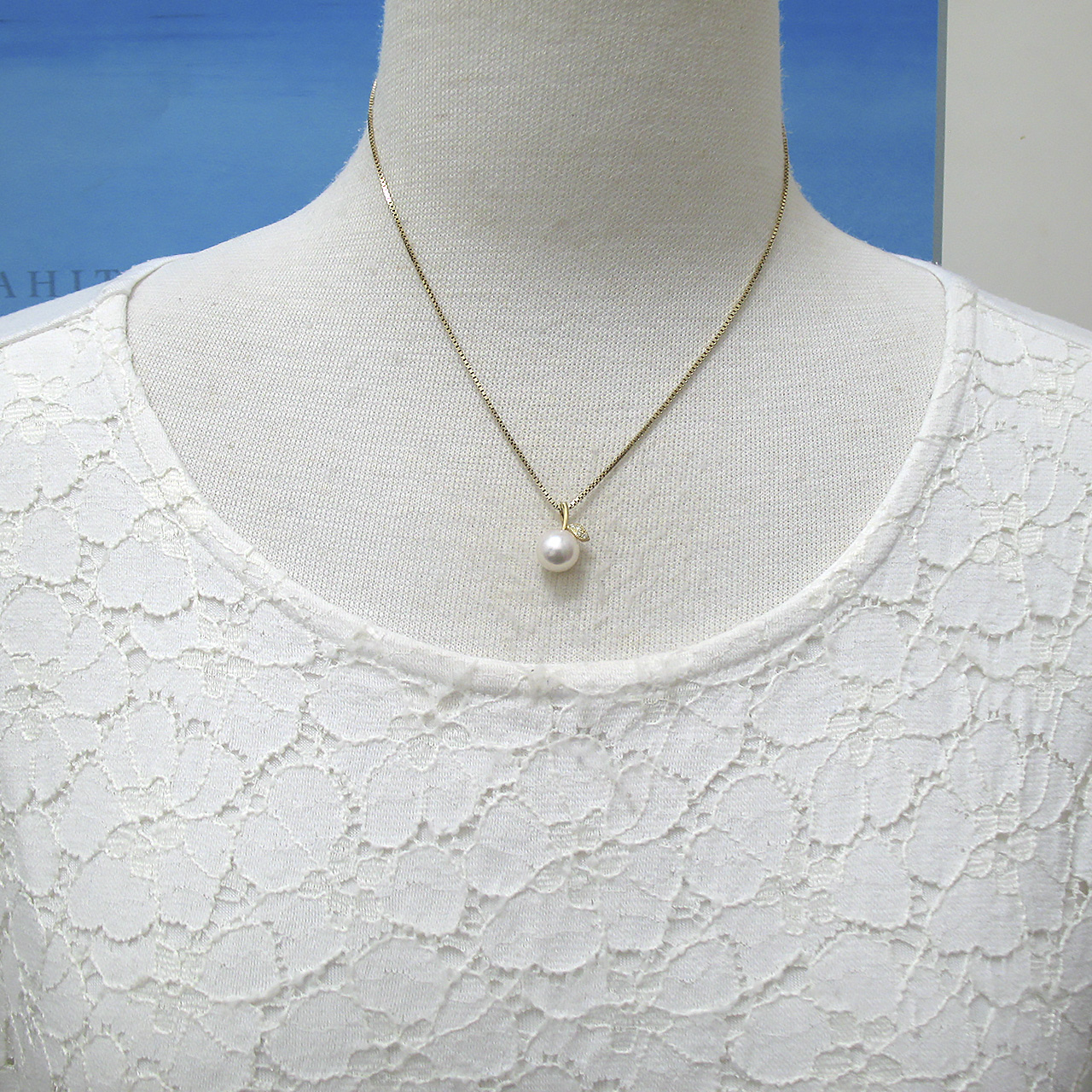 あこや9ミリ　K18リンゴちゃんペンダント - 画像 (6)