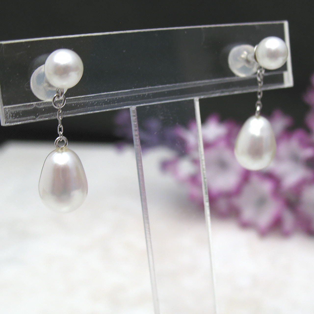 あこや&淡水ピアスK14WG小さい子