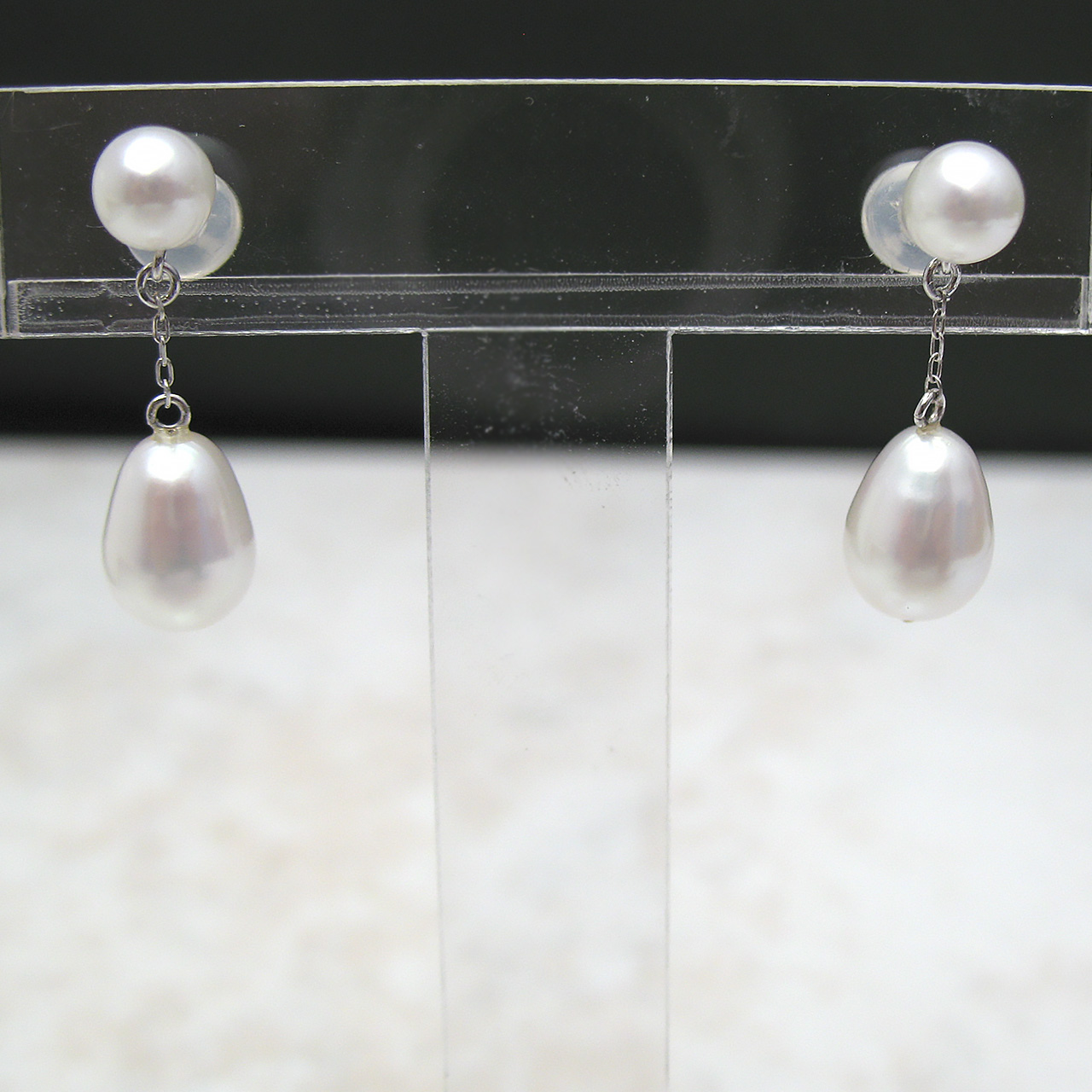 あこや&淡水ピアスK14WG小さい子 - 画像 (2)