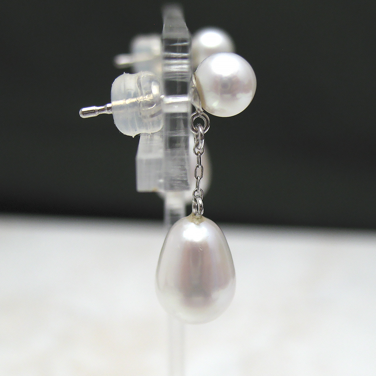 あこや&淡水ピアスK14WG小さい子 - 画像 (3)