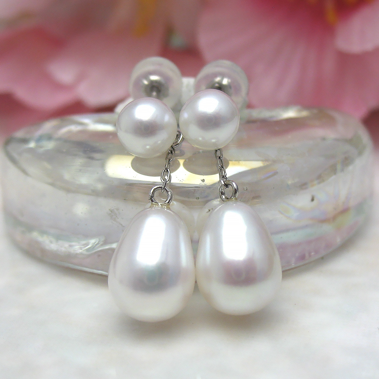 あこや&淡水ピアスK14WG小さい子 - 画像 (6)