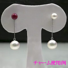 K18WG、K18YGピアスチャーム金具(チェーン長さ1.5、2.0、2.5cm)