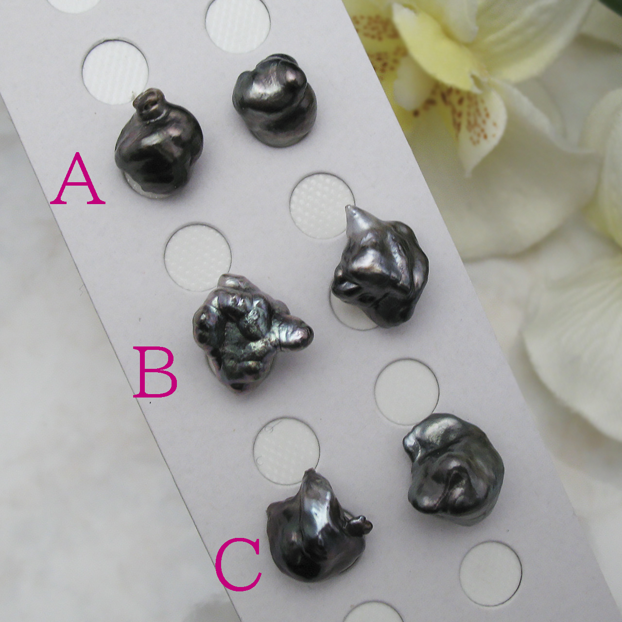 黒蝶ケシバロックペアルース無穴KBN