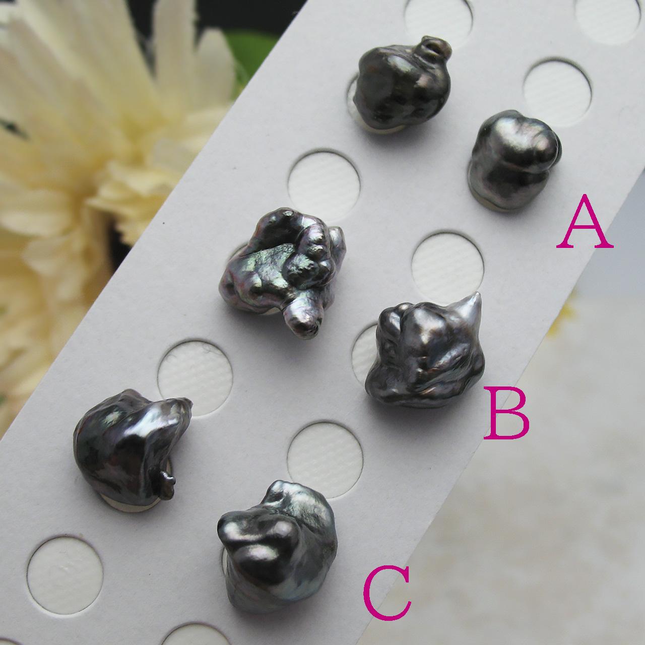 黒蝶ケシバロックペアルース無穴KBN - 画像 (6)