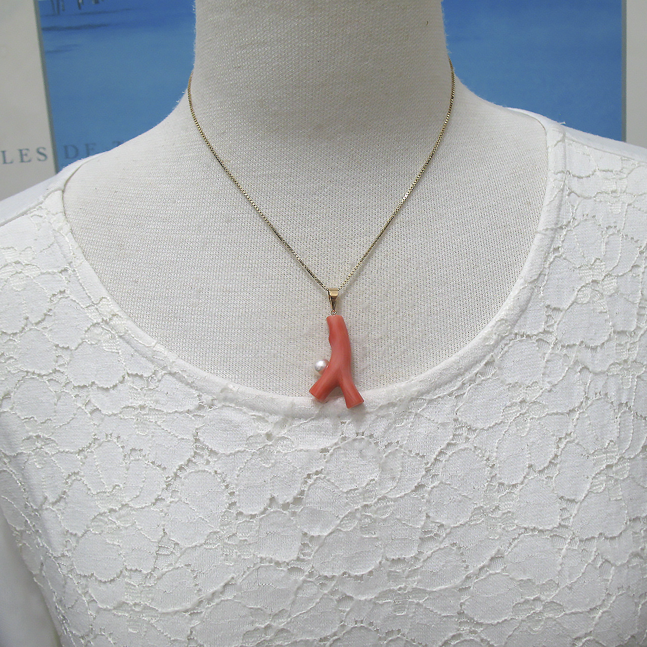 K18桃色珊瑚・あこやペンダント69375 - 画像 (7)