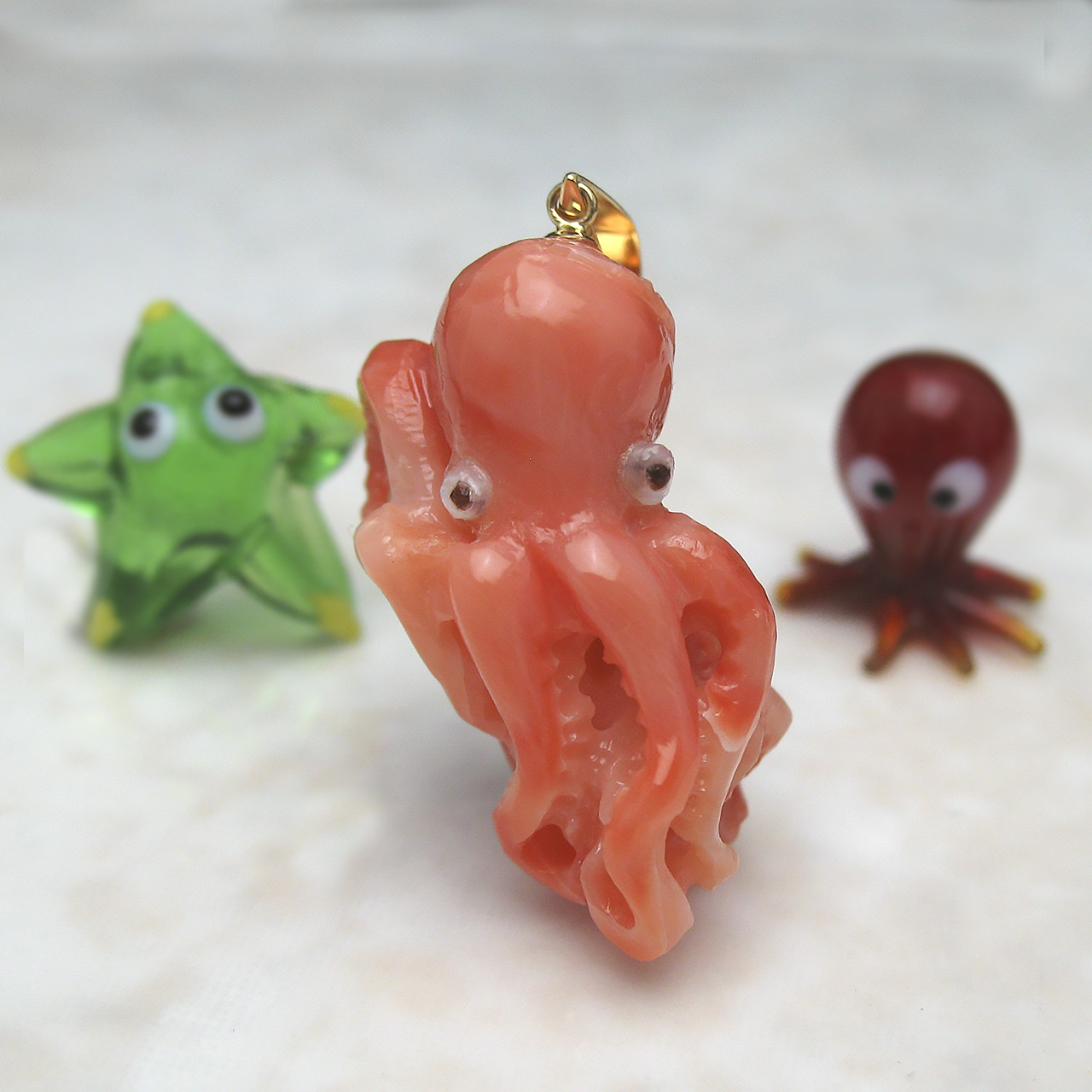 Bijoux fromseaK18タコ桃色珊瑚ペンダント73787 - 画像 (6)