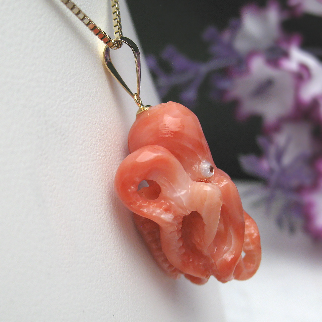 Bijoux fromseaK18タコ桃色珊瑚ペンダント73787 - 画像 (4)